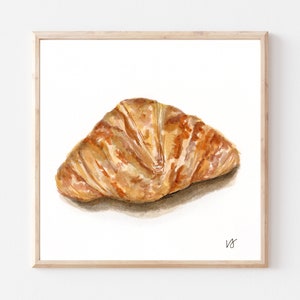 Croissant- Original Ink/Watercolor Art Print- Croissant Art Print- Pastry Art- Food Art- Kitchen Decor- Butter Croissant- Minimalist Art