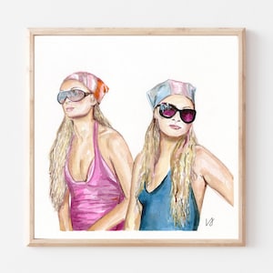 Paris and Nicole- Original Ink/Watercolor Art Print- The Simple Life Art Print- Paris Hilton Art- Nicole Richie Art- 2000s Aesthetic- Dorm