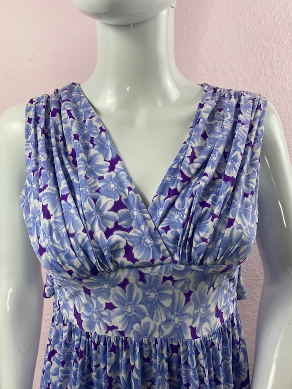 1970s Fredericks of Hollywood purple floral dress Sm… - Gem