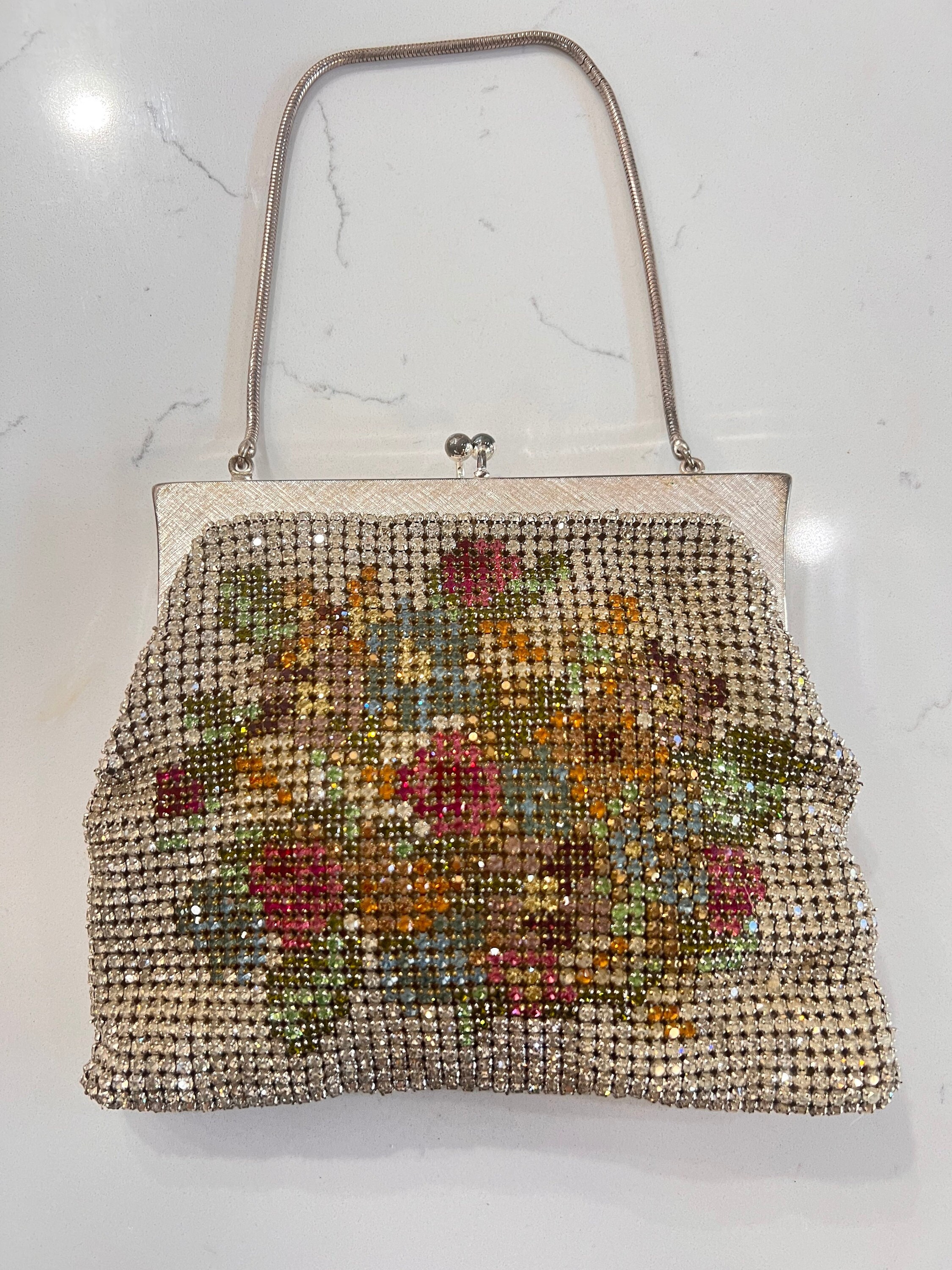 Beautiful Vintage Frances Hirsch Seed Pearl Floral Beaded Purse