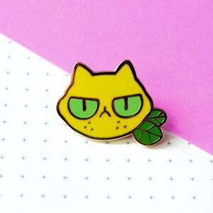 sourpuss enamel pin | grumpy lemon cat