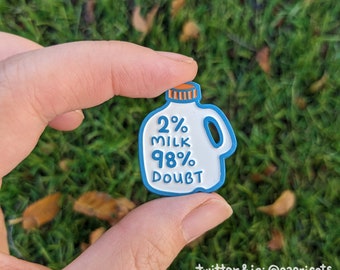 2% milk enamel pin