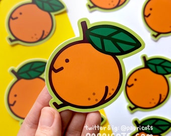 Orange Booty Vinyl Sticker - funny cute sassy fruit butt orange decal for laptop, water bottles, cars, helmets, skateboards, and more