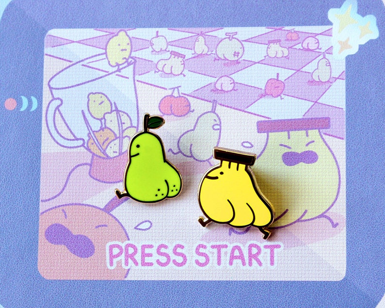 pear butt enamel pin image 2