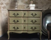 Chest of drawers Louis XV style patinated crossbow