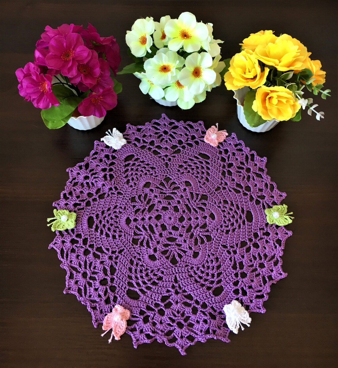 Lilac napkins table decoration Central napkin handmade crochet Etsy