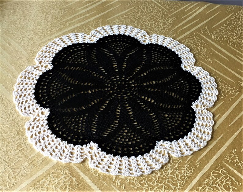 Black Crochet Doily Coffee Table Doily Lace Doily Cotton Table Etsy