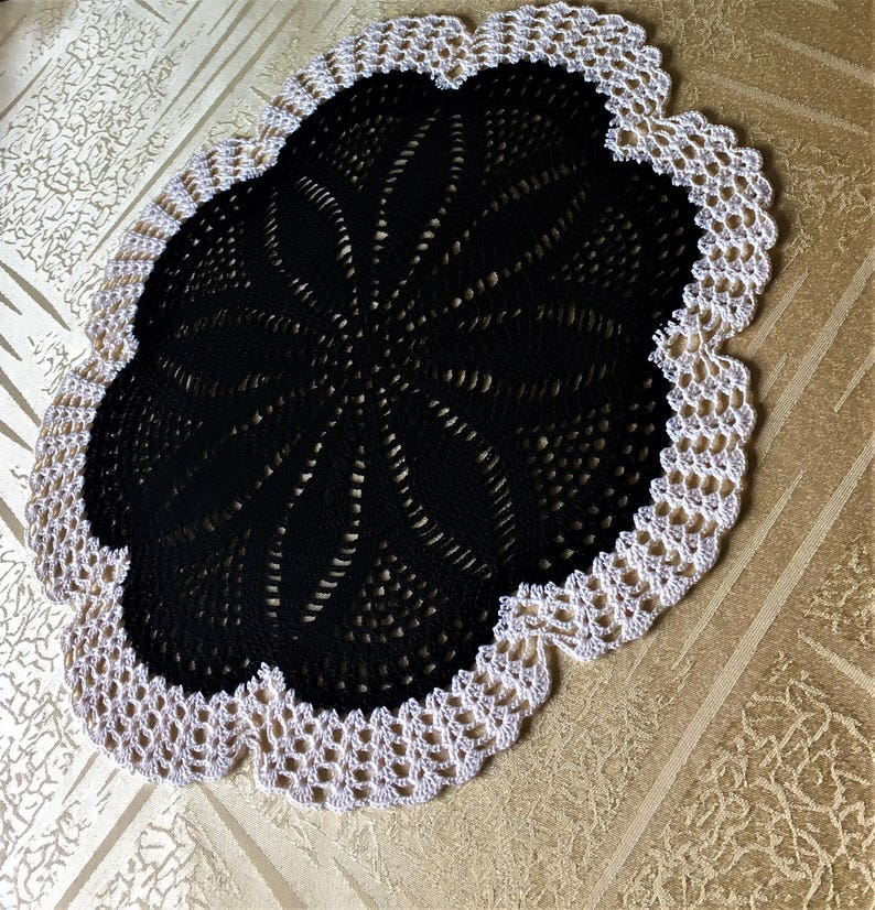 Black Crochet Doily Coffee Table Doily Lace Doily Cotton Table Etsy