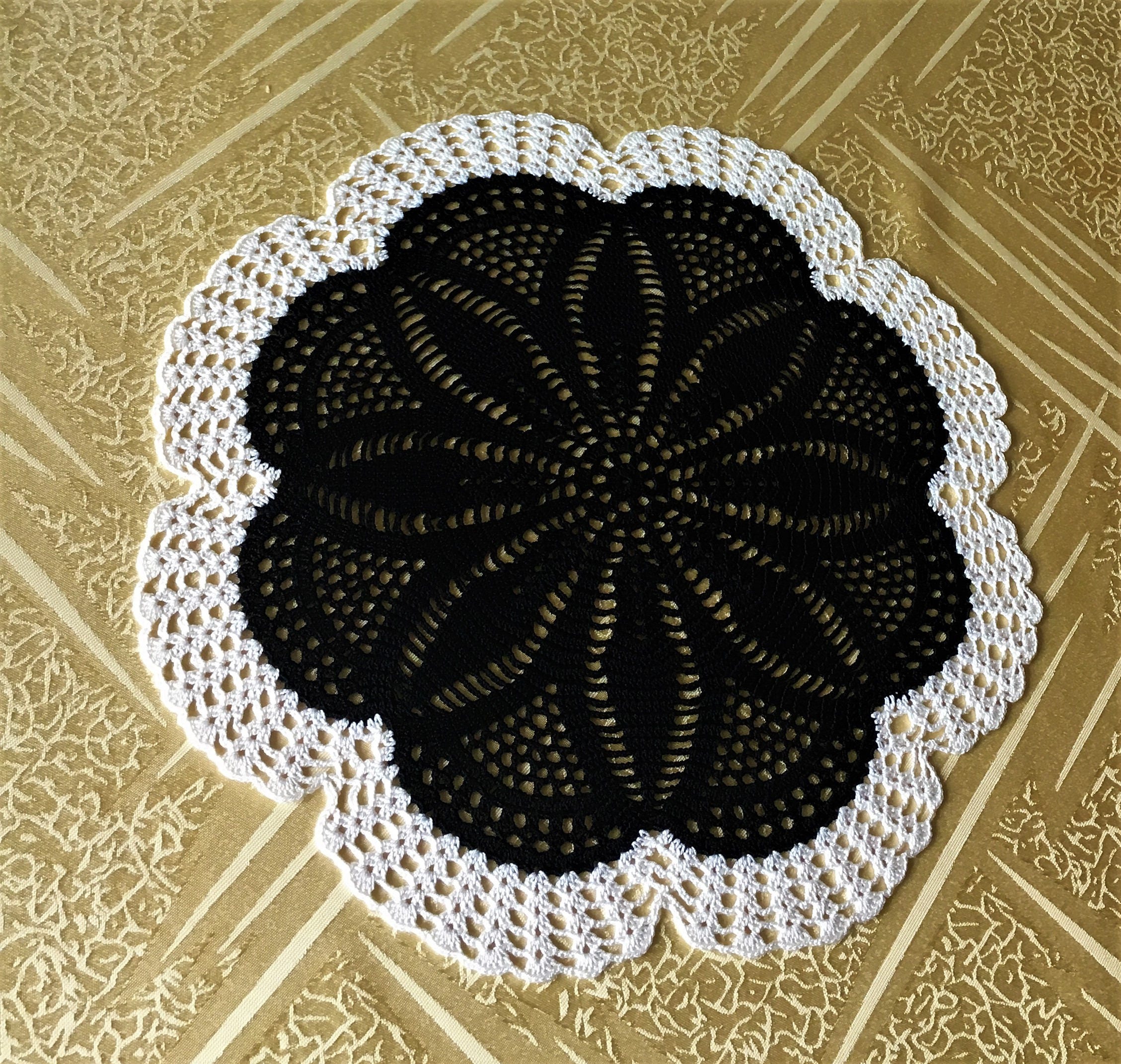 Black crochet doily Coffee Table Doily Lace doily Cotton Etsy