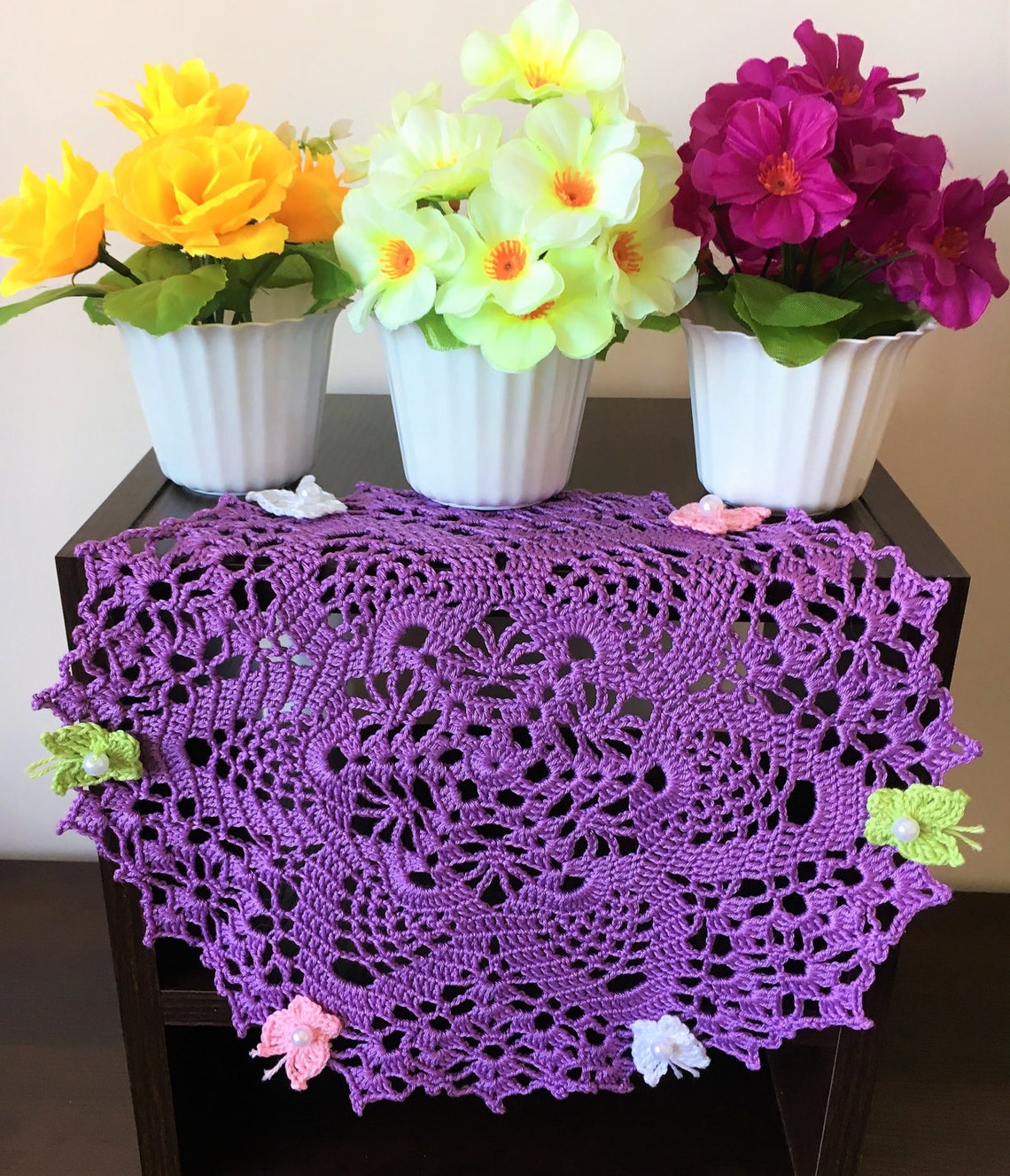 Lilac napkins table decoration Central napkin handmade crochet Etsy