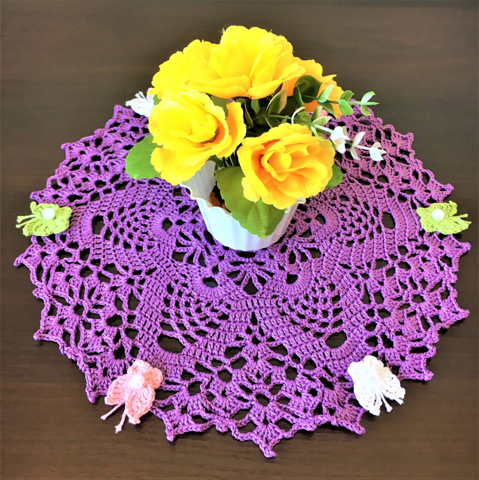 Lilac napkins table decoration Central napkin handmade crochet Etsy