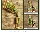 Wine Bottle /Glass Vertical Succulent Garden Arrangement: living wall/ succulent wall planter/ faux succulent planter/ diy kits/ wine decor