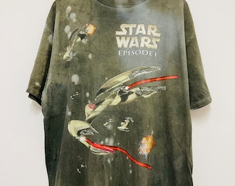 Vintage 90s Star Wars 1999 Episode 1 Film T-Shirt / 90s Fiction Movie / 90s Science Fiction / Movie Film / Film Revival / Tie Dye / XL