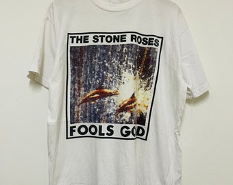 Vintage 80’s The Stone Roses “ Fools Gold 1989 Alt Rock T-Shirt / Madchester / Shoagaze Music / Rare / Streetwear / White / L