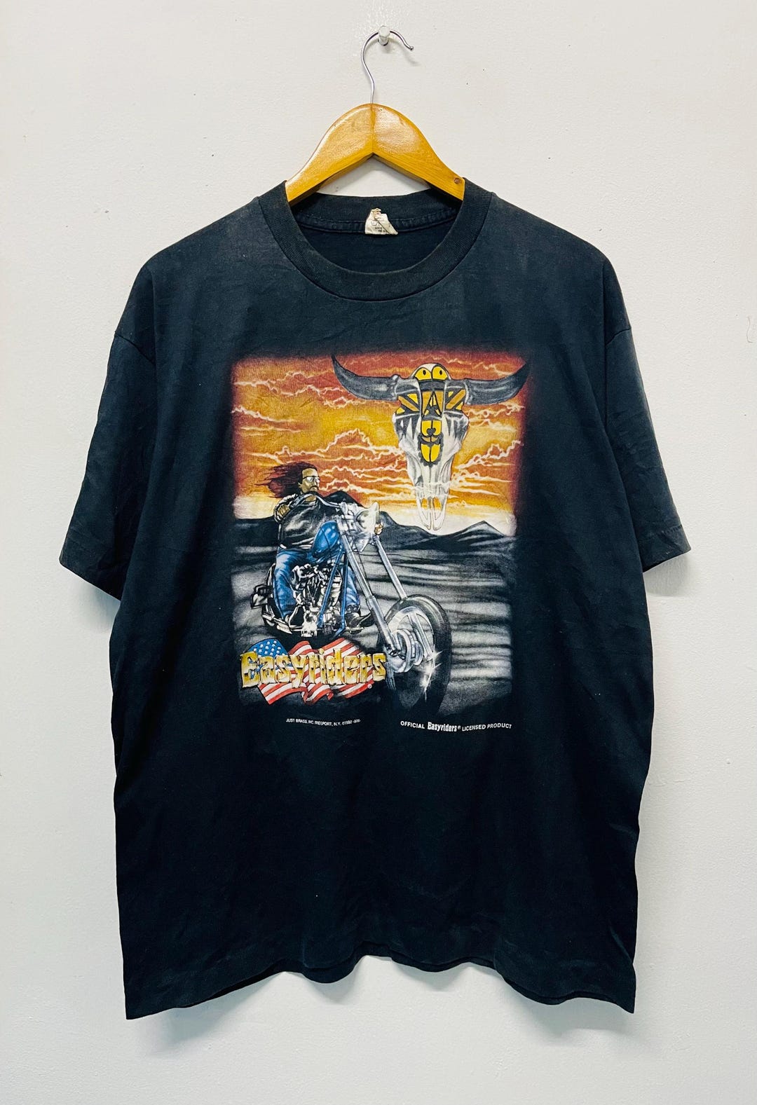 Vintage 90s Easyriders Motorcycle Magazine T-shirt Flaming