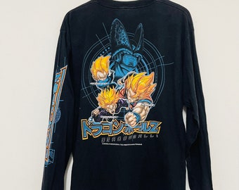 Camiseta vintage de la serie de animación japonesa Y2K / Superhéroes / Dibujos animados japoneses / Ropa urbana / Manga larga / Negra / L