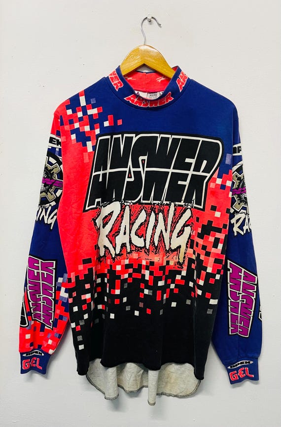 【希少】ANSWER モトクロスジャージ XL 赤黒 バイク レーシングTシャツ Vintage 90s Answer Racing Long Sleeve T-Shirt Motocross BMX