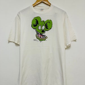 Vintage 90’s Rat Fink by Ed Roth 1994 Artwork T-Shirt / Pop Art / Streetwear / White / L