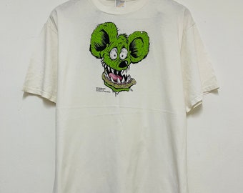 Vintage 90’s Rat Fink by Ed Roth 1994 Artwork T-Shirt / Pop Art / Streetwear / White / L