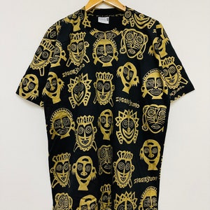 Vintage 90’s Ziggie’ Studio Bali Artworks T-Shirt / Streetwear / All Over Print / OG / Pop Art / Black / XL