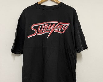 Camiseta vintage de Subway de los 90, gira europea de 1993 / Rock / Banda / Estilo urbano / Negra / Talla L