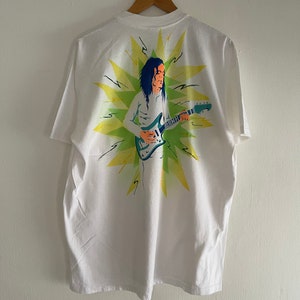 T-shirt vintage anni &#39;80 David Lindley &quot;El Rayo-X 1981 Rock Music Band / Rock n Roll / Tour / Concerti / Streetwear / Stampe sovrapposte / Bianco / XL