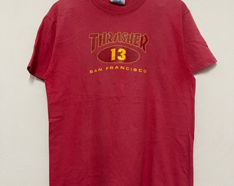 Vintage 90s Thrasher Magazine Skateboarding T-Shirt / Skate Surf / Rare / 90s skate / 90s Magazine / Red / M