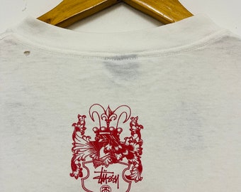 STUSSY 4kids youth brigade Tシャツ L 白 赤 Vintage 90s Stussy : Youth Brigade T-shirt / Modern Streetwear