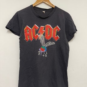 Vintage 80er AC/DC Fly On The Wall 1985 Rock Band T-Shirt / Selten / Tour / Rock n Roll / Heavy Metal / Streetwear / Schwarz / S
