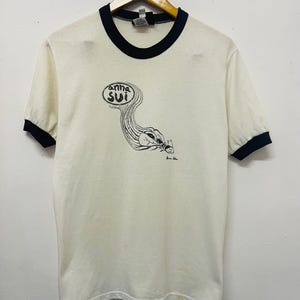 Vintage 90s Anna Sui Clothing T-Shirt / Modern Streetwear / Rave / Street Fashion / Artist Series / New York Street / White / M
