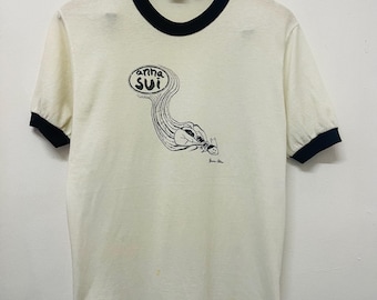 Vintage 90s Anna Sui Clothing T-Shirt / Modern Streetwear / Rave / Street Fashion / Artist Series / New York Street / White / M