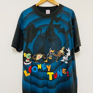 Vintage 90s Looney Tunes 1992 OVP Cartoons T-Shirt / 90s Overprinted T-Shirt / 90s Cartoons / 90s Archives / 90s Streetwear / Black / XL