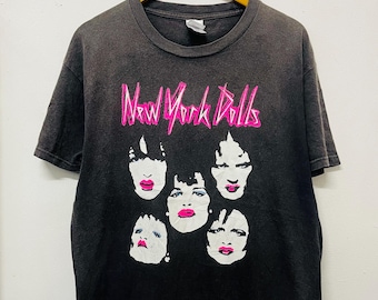 Camiseta vintage de New York Dolls Y2K / Proto Punk / Hard Rock / Banda de los 2000 / Banda neoyorquina / Rara / Ropa urbana / Negra / L