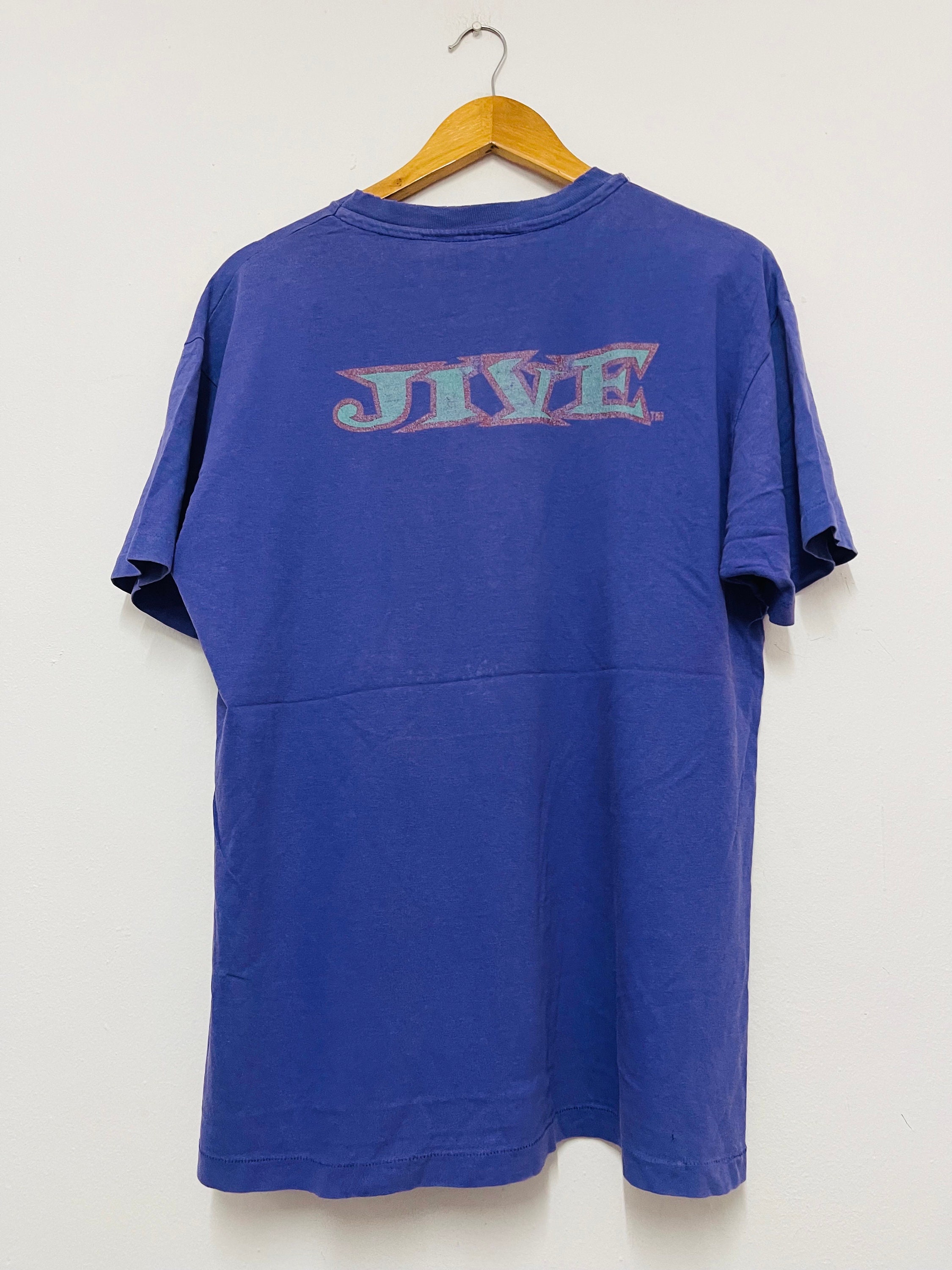 T-shirt Vintage FreshJive Années 90 Taille M - Imprimé Graphique Orange - Occasion Parfait état
