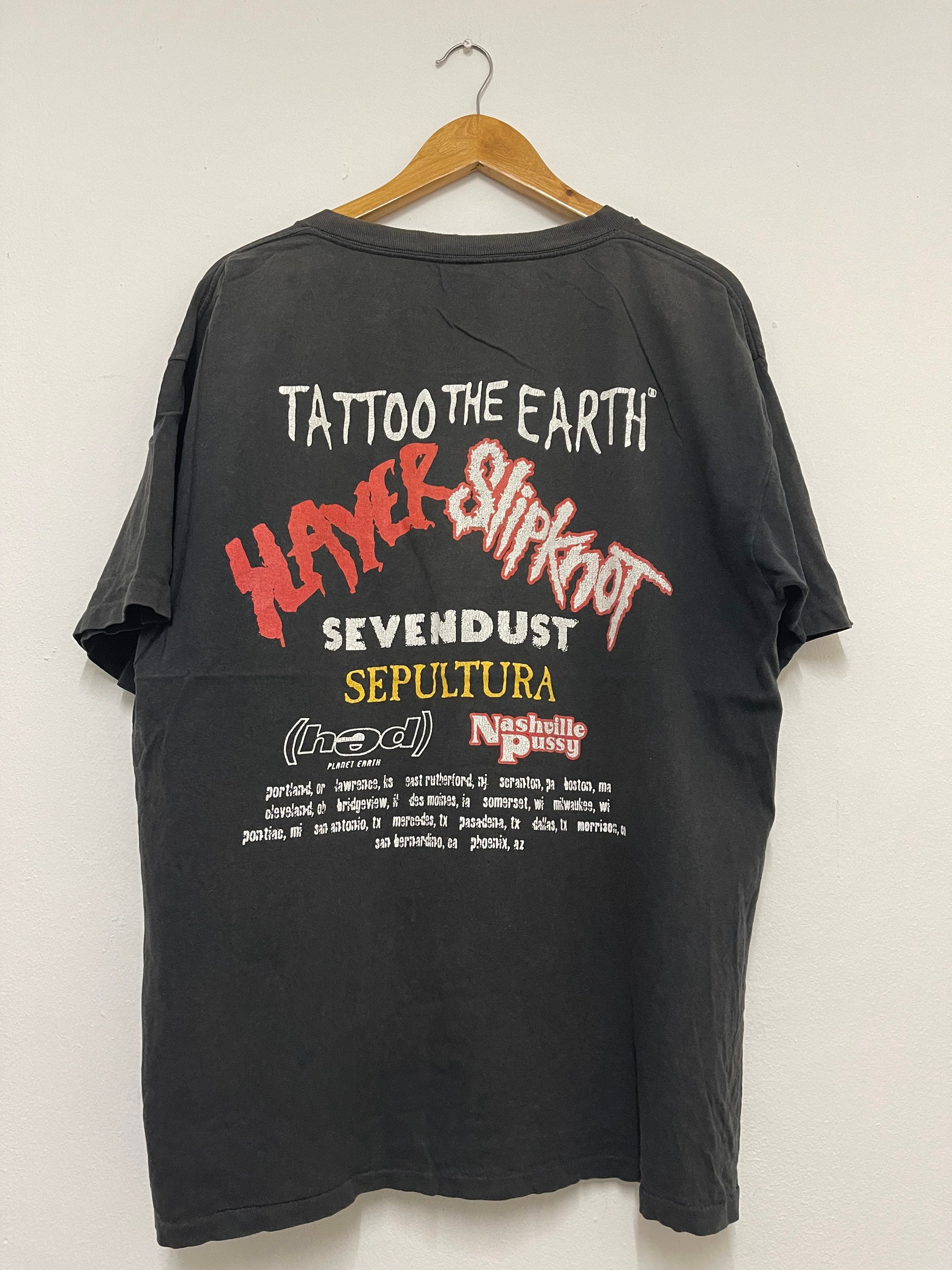 Vintage Y2K Tattoo the Earth 2000 Slayer Slipknot Metal T