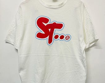 Vintage Y2K Stussy T-Shirt / Streetwear / New York Street / Skate Surf / White / L