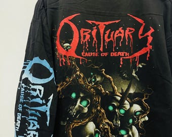 Vintage 90s Obituary Band : Cause of Death T-shirt / Death Metal