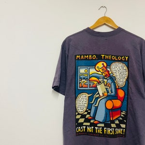 Vintage 90s Mambo Graphics Reg. Mombassa 1994 Theology Artworks T-Shirt / Streetwear / Popart / Purple / M image 6