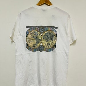 Vintage 90er Jahre T-Shirt „Banana Republik“ Weltkarte / Streetwear / Outdoor / Camping / Weiß / M