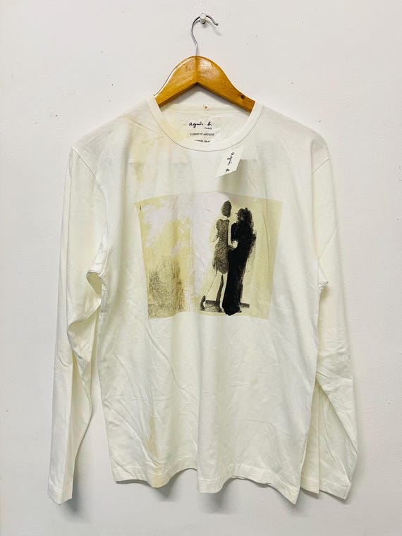 Agnès b., Vintage 00s Rafael Gray D’Artistes by Agnes B Clothing Brand T-Shirt / 00s Artist / 00s Fotofolio / Artworks / 00s Photography / White / M