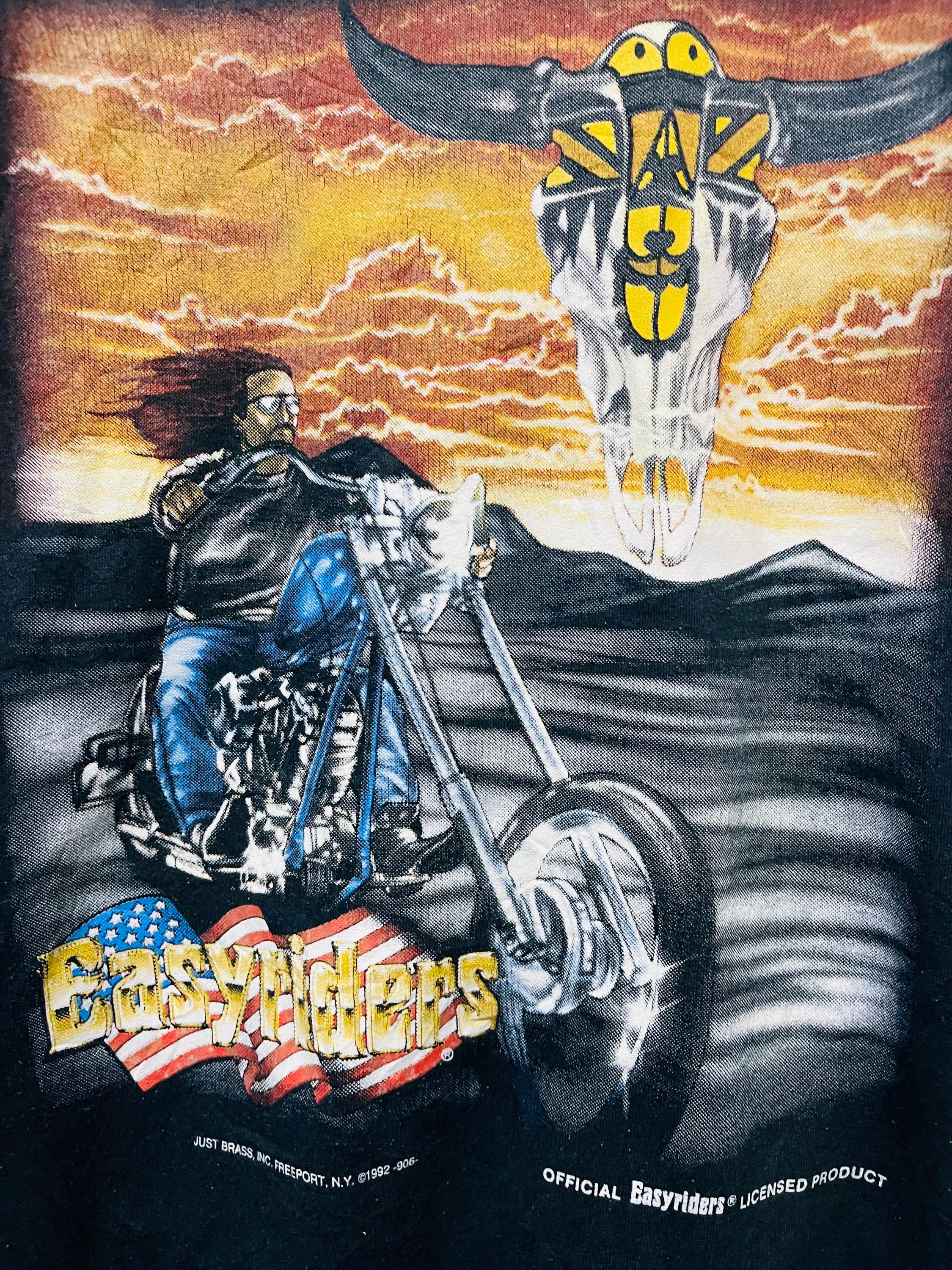 Vintage 90s Easyriders Motorcycle Magazine T-shirt Flaming