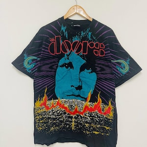 Vintage 90s The Doors : Jim Morrison Overprinted 1992 Band T-Shirt / 90s Psychedelic Rock / 90s Music / 90s Rock / Artwork / Overprinted / L