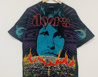Maglietta vintage anni '90 dei Doors: Jim Morrison con sovrastampa del 1992 / Rock psichedelico anni '90 / Musica anni '90 / Rock anni '90 / Grafica / Sovrastampata / L