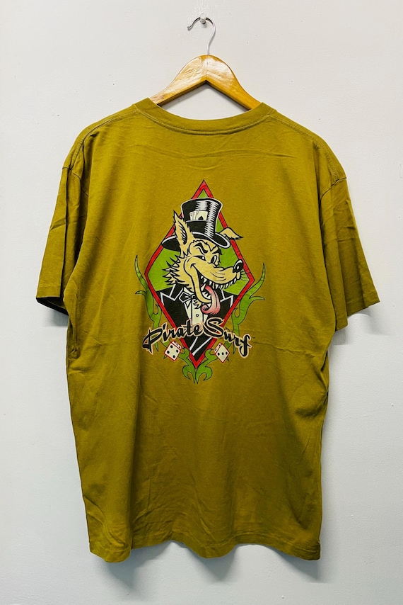 Vintage 90s Pirate Surf T-shirt / Modern Streetwear / Mustard