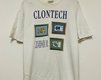 Vintage Y2K Clontech Technology 2001 T-Shirt / Rare / Atlas / Streetwear / Technology / White / L