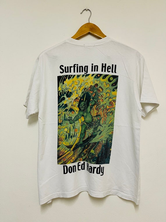Vintage 90's Don Ed Hardy “ Surfing in Hell Artworks T-shirt