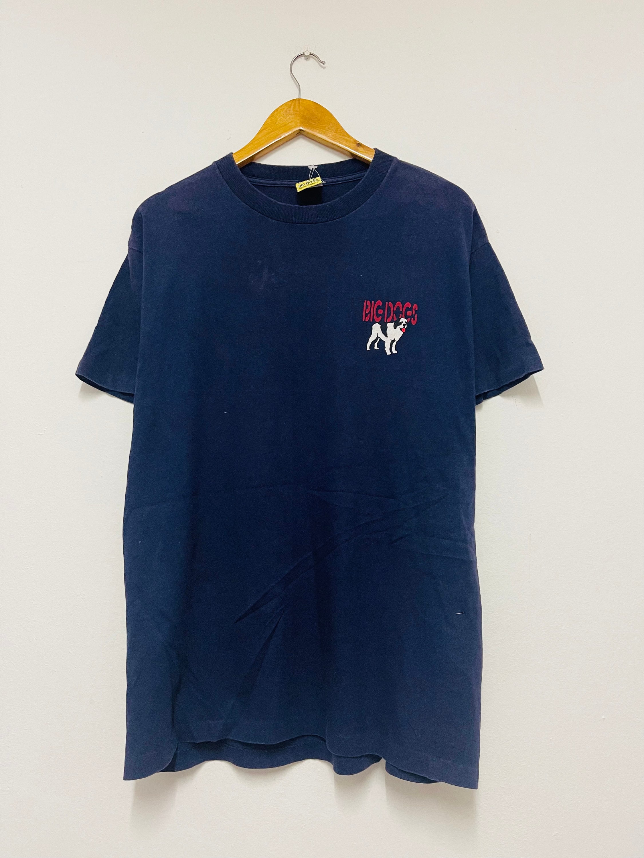 T-shirt Vintage Big Dogs Homme XL Bleu - Années 90, Brodé, Poches