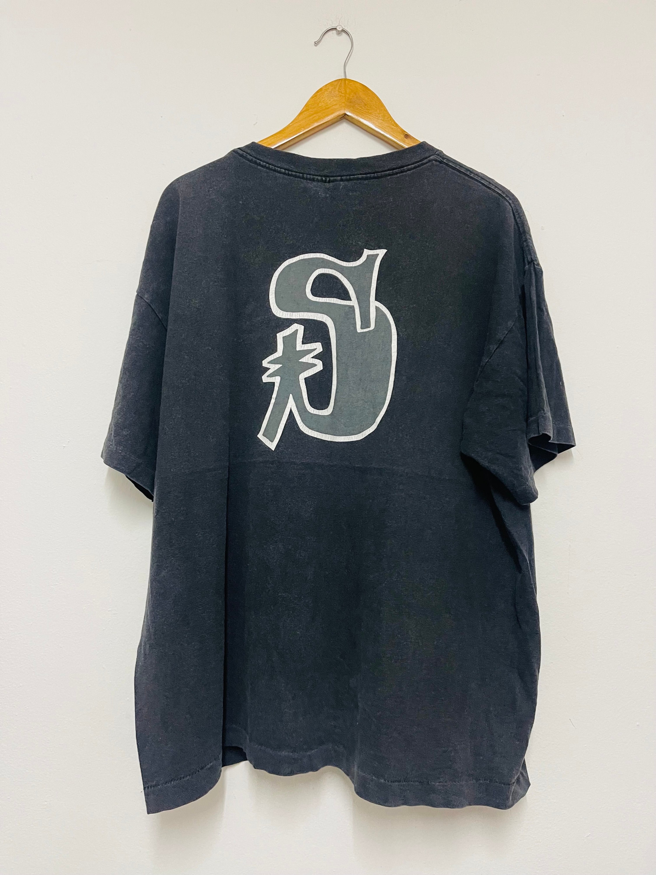 90s ビンテージStussy ブラック Tシャツ XXL RARE Vintage Stüssy N 4 Black XL T-Shirt / 80s 90s 2000s