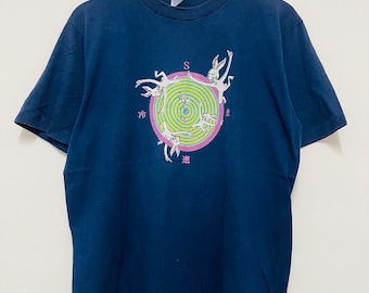 Vintage 90s United File Clothing T-Shirt / Modern Streetwear / Rare / Street Fashion / Japan Street / Skateboarding / Skate Surf / Blue / L