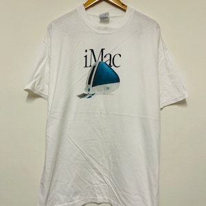 Maglietta vintage anni '90 Apple Technologies "iMac" / Parodia / Divertente / Citazioni / Tecnologia / Streetwear / Promo / Pubblicità / Bianca / XL